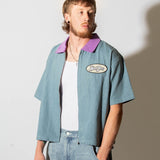 Zip-Up Denim Shop Shirt