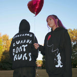 Model Picture wearing "Float Away" Black Hoodie