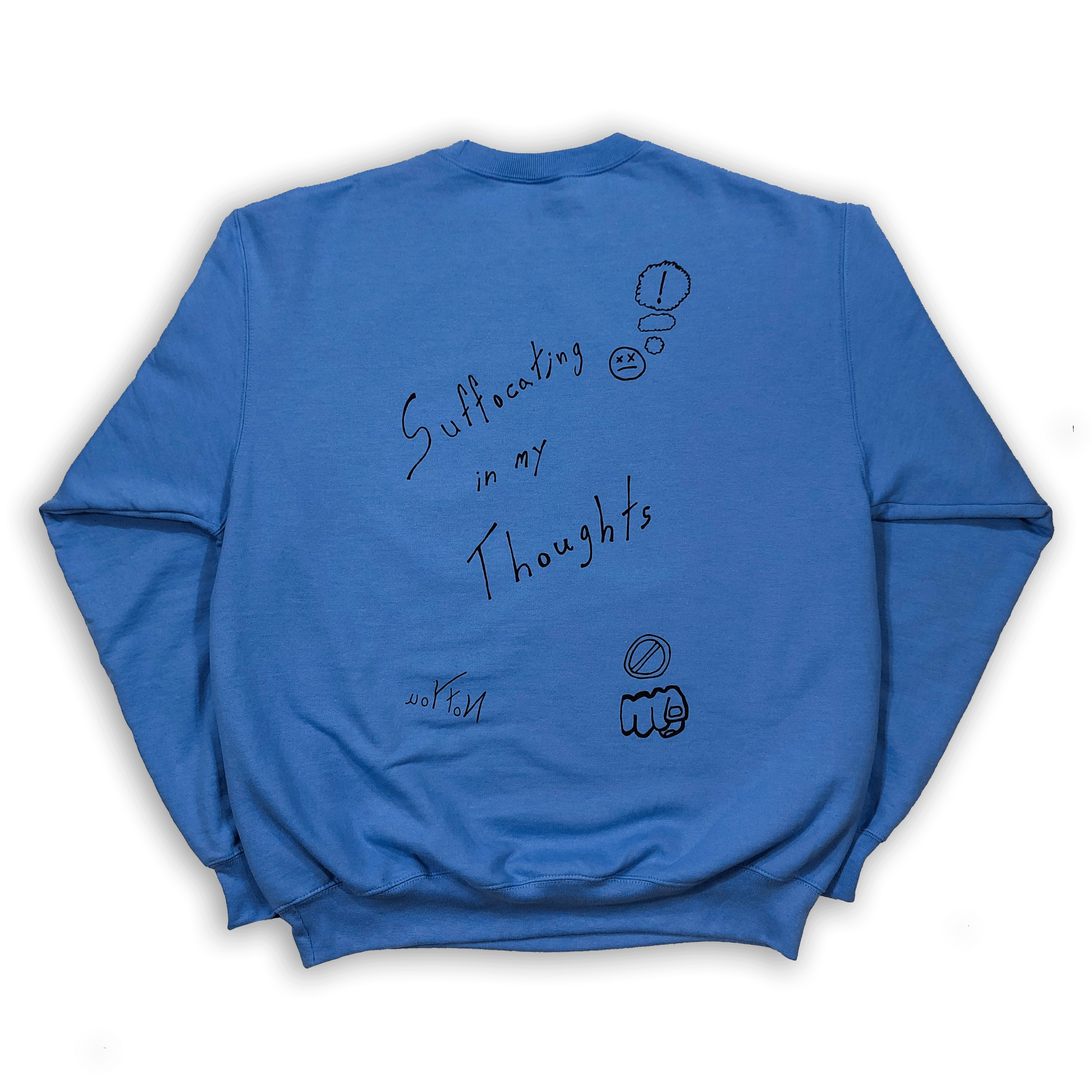 "Anxiety" Blue Crewneck Sweater