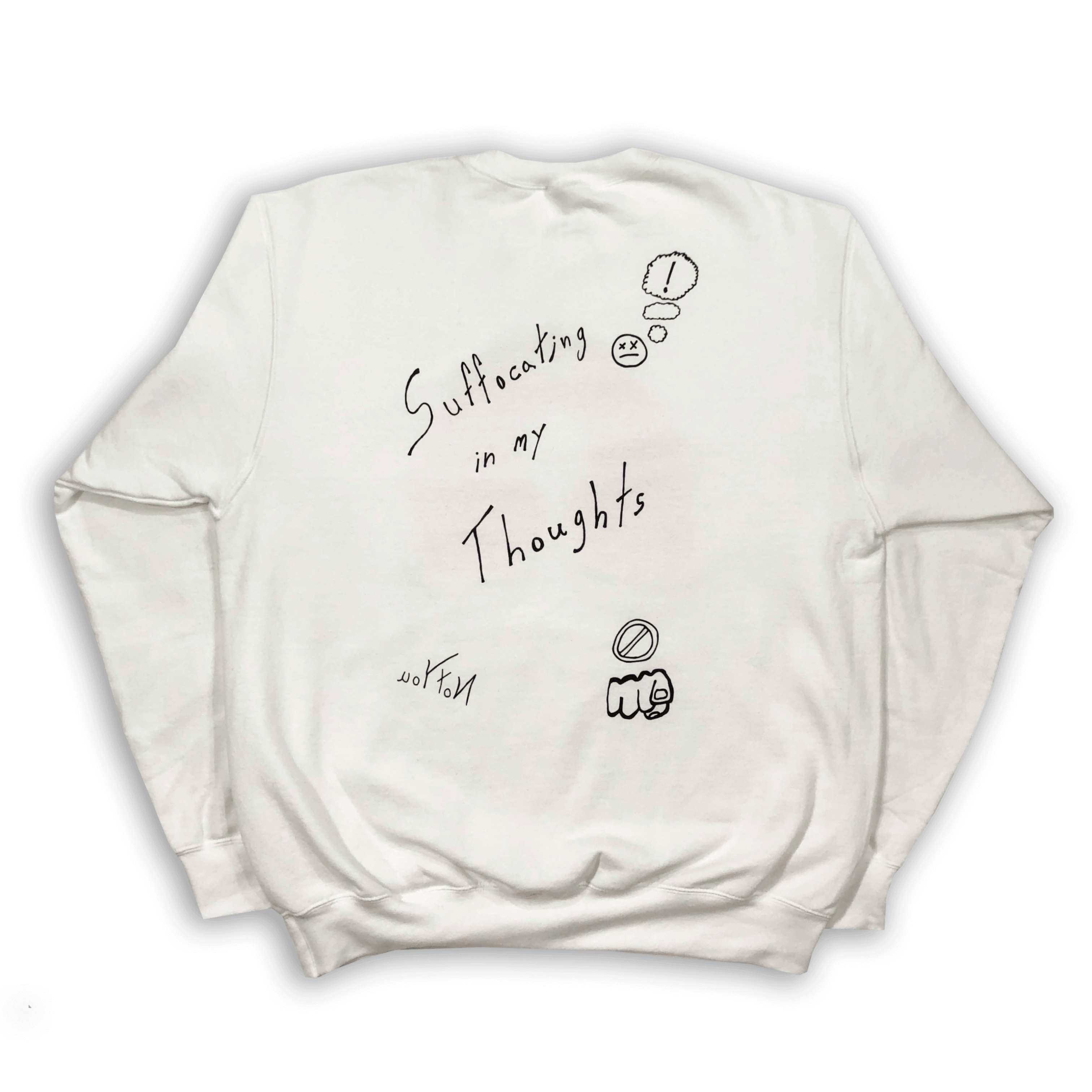 "Anxiety" White Crewneck Sweater