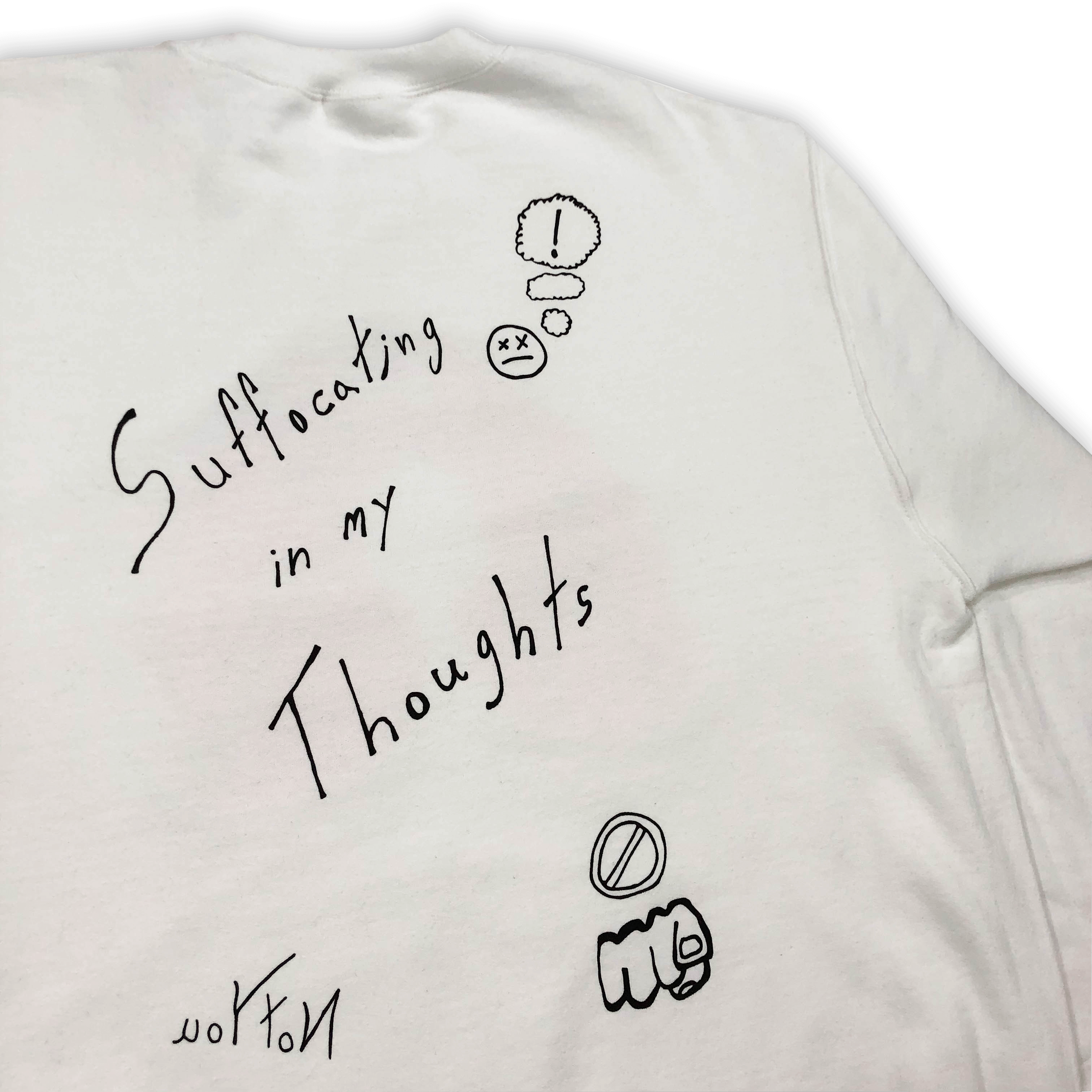 "Anxiety" White Crewneck Sweater