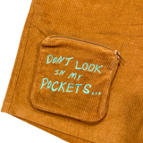 "Paranoia" Corduroy Brown Tactical Shorts