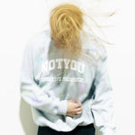 Model wearing "Creative MadHouse" White Gray Sweater Crewneck