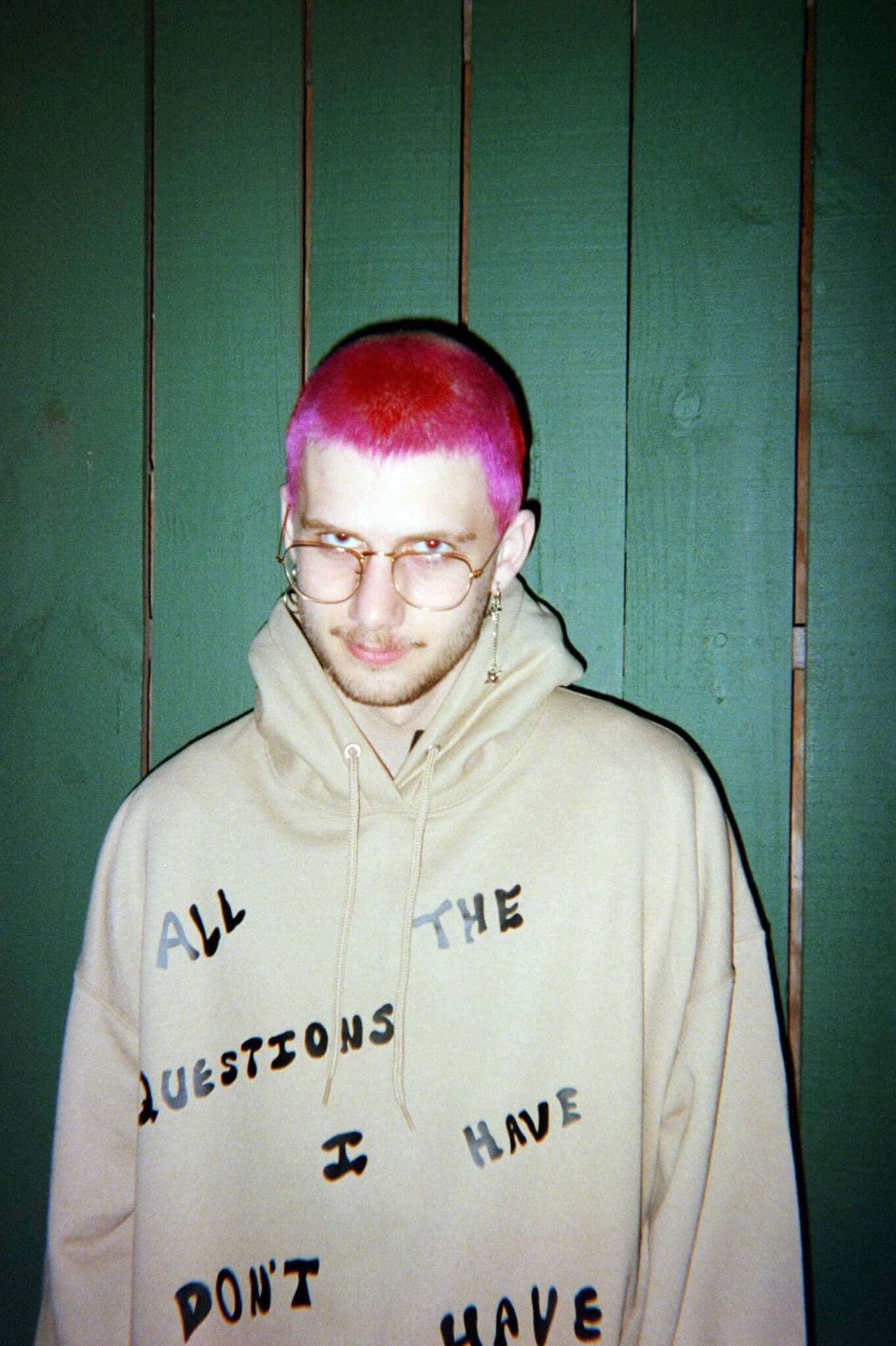 Model Picture wearing "Trick Question" Yellow Hoodie