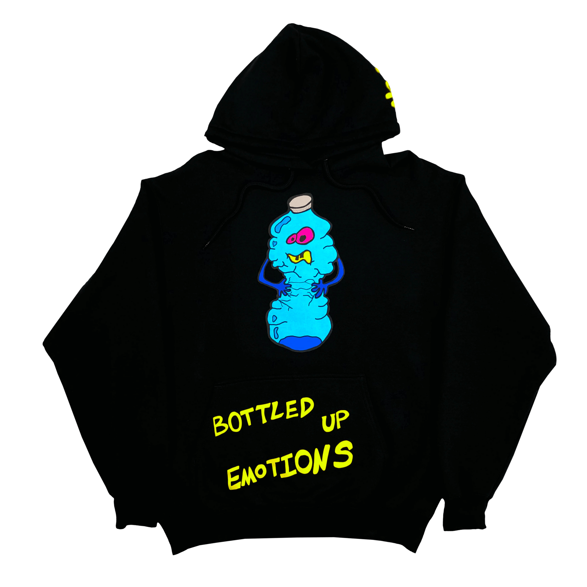 "Bottled Up!" Black Hoodie with drawing