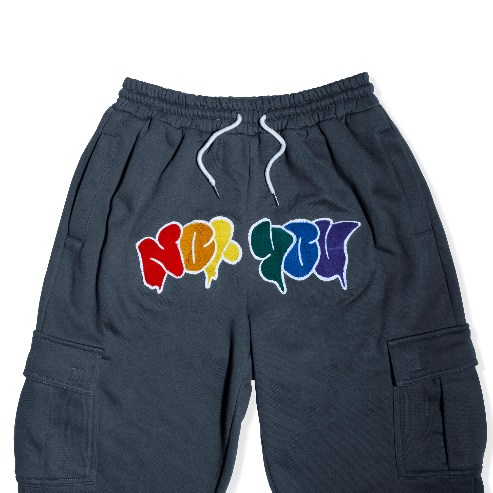 Vibrance Gray Blue Cargo Pants Sweatpants NotYou Brand logo