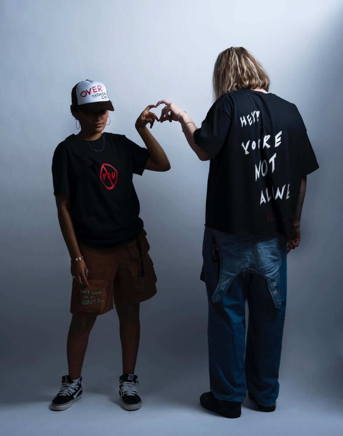 Model Picture wearing "Not Alone!" Black T-Shirt