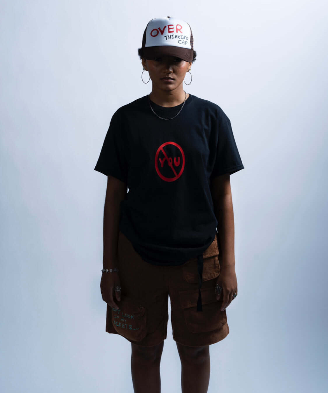 Model Picture wearing "Not Alone!" Black T-Shirt