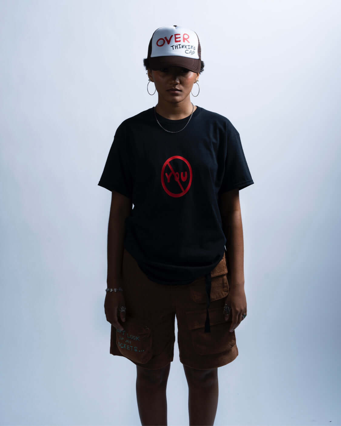 Model Picture wearing "Not Alone!" Black T-Shirt