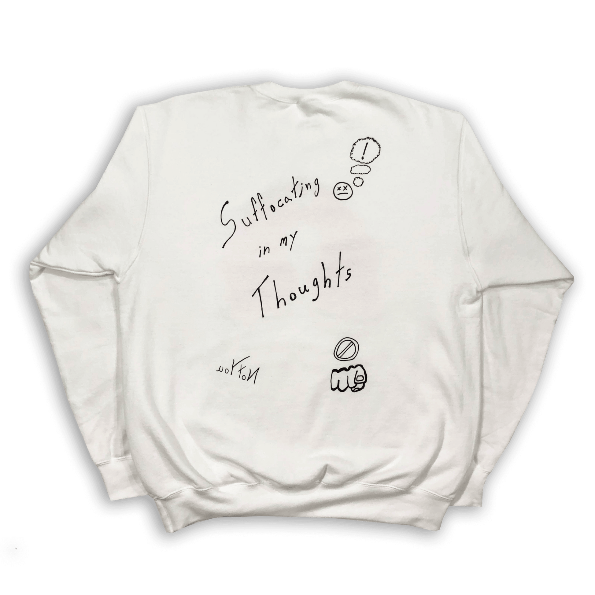 "Anxiety" White Crewneck Sweater