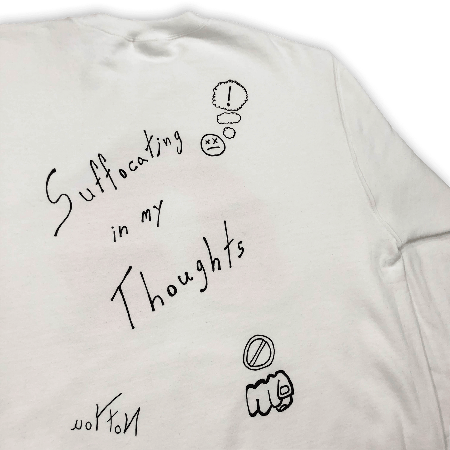 "Anxiety" White Crewneck Sweater