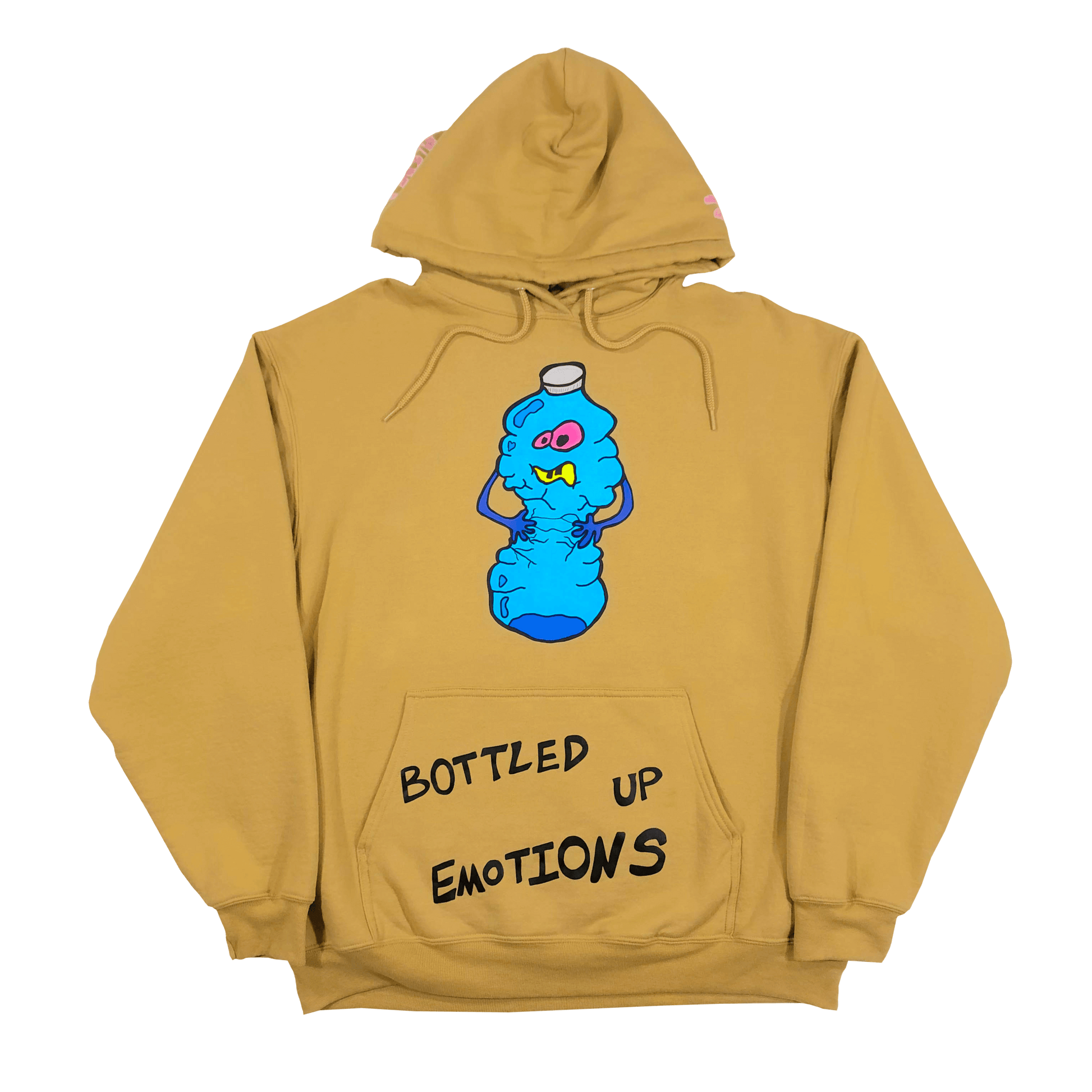 "Bottled Up!" Sand Yellow Hoodie with drawing