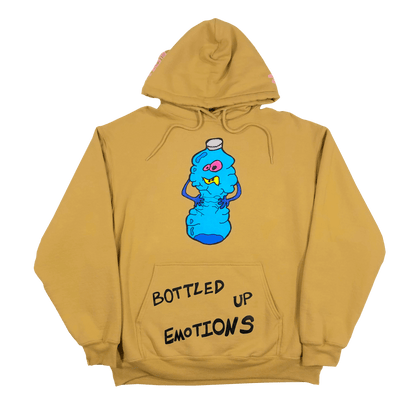 "Bottled Up!" Sand Yellow Hoodie with drawing